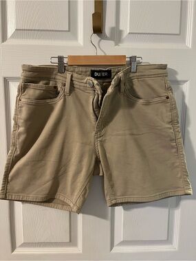 DU/ER Men's Tan Flat-Front Shorts